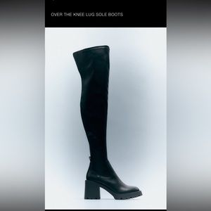 Zara OVER THE KNEE LUG SOLE BOOTS